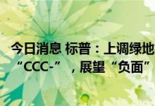 今日消息 标普：上调绿地控股集团的长期发行人信用评级至“CCC-”，展望“负面”