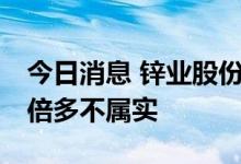 今日消息 锌业股份：近期现货锌价格暴涨10倍多不属实