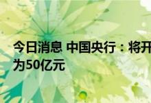 今日消息 中国央行：将开展2022年第六期CBS操作 操作量为50亿元