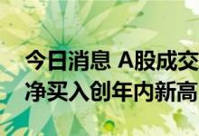 今日消息 A股成交活跃度提升 两大资金单月净买入创年内新高