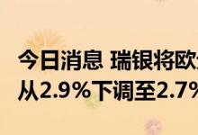 今日消息 瑞银将欧元区2022年GDP增速预测从2.9%下调至2.7%