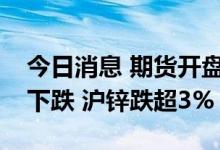 今日消息 期货开盘：国内期货夜盘开盘多数下跌 沪锌跌超3%