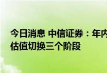 今日消息 中信证券：年内行情可分为情绪平复、估值修复、估值切换三个阶段