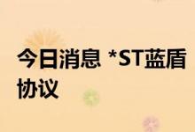 今日消息 *ST蓝盾：与丝路基金签订投资意向协议