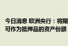 今日消息 欧洲央行：将限制高污染企业在向欧洲央行借款时可作为抵押品的资产份额