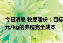 今日消息 牧原股份：目标2022年阶段性实现14.5元/kg-15元/kg的养殖完全成本