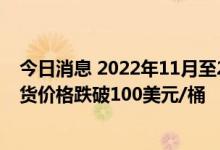 今日消息 2022年11月至2023年7月前交割的布伦特原油期货价格跌破100美元/桶