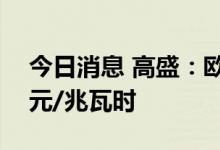 今日消息 高盛：欧洲天然气可能突破200欧元/兆瓦时