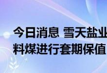 今日消息 雪天盐业：暂未在金融市场上对原料煤进行套期保值