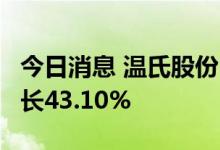 今日消息 温氏股份：6月肉猪销售收入同比增长43.10%