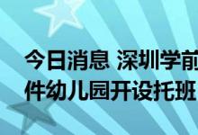 今日消息 深圳学前教育条例出炉：鼓励有条件幼儿园开设托班