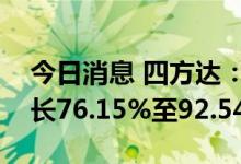 今日消息 四方达：预计上半年净利润同比增长76.15%至92.54%