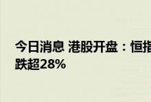 今日消息 港股开盘：恒指开跌1.04% 读书郎上市首日破发跌超28%