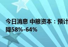 今日消息 中粮资本：预计上半年净利2.5亿元-2.9亿元 同比降58%-64%