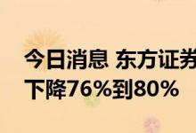 今日消息 东方证券：预计上半年净利润同比下降76%到80%