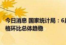 今日消息 国家统计局：6月份70个大中城市商品住宅销售价格环比总体趋稳