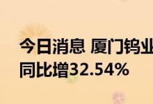 今日消息 厦门钨业业绩快报：上半年净利润同比增32.54%