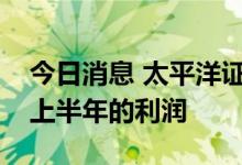 今日消息 太平洋证券：计提3.15个亿冲抵了上半年的利润