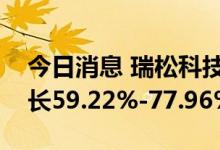 今日消息 瑞松科技：预计上半年净利同比增长59.22%-77.96%