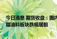 今日消息 期货收盘：国内期货夜盘收盘普遍下跌 煤炭、油脂油料板块跌幅居前