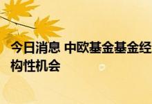 今日消息 中欧基金基金经理周蔚文： 关注A股市场未来的结构性机会