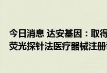 今日消息 达安基因：取得人博卡病毒核酸检测试剂盒 PCR-荧光探针法医疗器械注册证