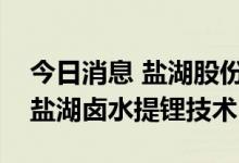 今日消息 盐湖股份：公司已突破超高镁锂比盐湖卤水提锂技术