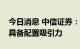 今日消息 中信证券：白酒在经济回升预期下具备配置吸引力