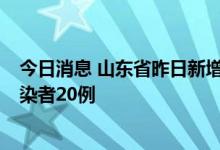 今日消息 山东省昨日新增本土确诊病例1例、本土无症状感染者20例