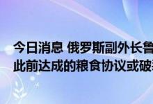 今日消息 俄罗斯副外长鲁坚科：若俄罗斯农产品出口受阻，此前达成的粮食协议或破裂