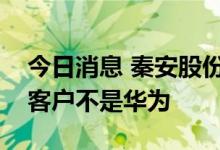 今日消息 秦安股份：公司目前合作的新能源客户不是华为