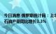 今日消息 俄罗斯统计局：上半年天然气产量同比下降6.6%、石油产量同比增长3.3%