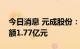 今日消息 元成股份：二季度新签项目合同金额1.77亿元