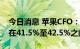 今日消息 苹果CFO：预计第三季度毛利率将在41.5%至42.5%之间