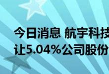 今日消息 航宇科技：股东璨云英翼拟协议转让5.04%公司股份