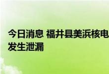 今日消息 福井县美浜核电站第三反应堆带有放射性元素的水发生泄漏