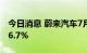 今日消息 蔚来汽车7月汽车交付量同比增长26.7%