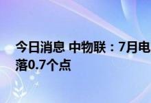 今日消息 中物联：7月电商物流指数为106.4点，比上月回落0.7个点