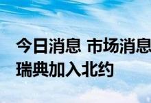 今日消息 市场消息：意大利下议院批准芬兰、瑞典加入北约