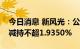 今日消息 新风光：公司股东及董监高拟合计减持不超1.9350%