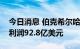 今日消息 伯克希尔哈撒韦公司第二季度运营利润92.8亿美元