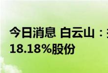 今日消息 白云山：拟10.03亿元购买广州医药18.18%股份