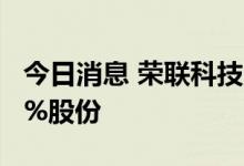 今日消息 荣联科技：股东王东辉拟减持不超2%股份