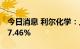 今日消息 利尔化学：上半年净利润同比增107.46%