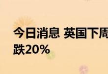 今日消息 英国下周交付的天然气批发价格下跌20%