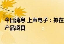 今日消息 上声电子：拟在合肥投资建设汽车音响系统及电子产品项目