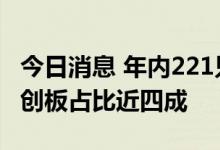 今日消息 年内221只新股募资超3600亿元 科创板占比近四成