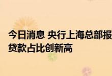 今日消息 央行上海总部报告显示：二季度上海小微企业信用贷款占比创新高