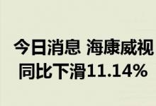 今日消息 海康威视：上半年净利润57.59亿元 同比下滑11.14%