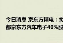 今日消息 京东方精电：拟2.3亿元向京东方收购合资企业成都京东方汽车电子40%股份